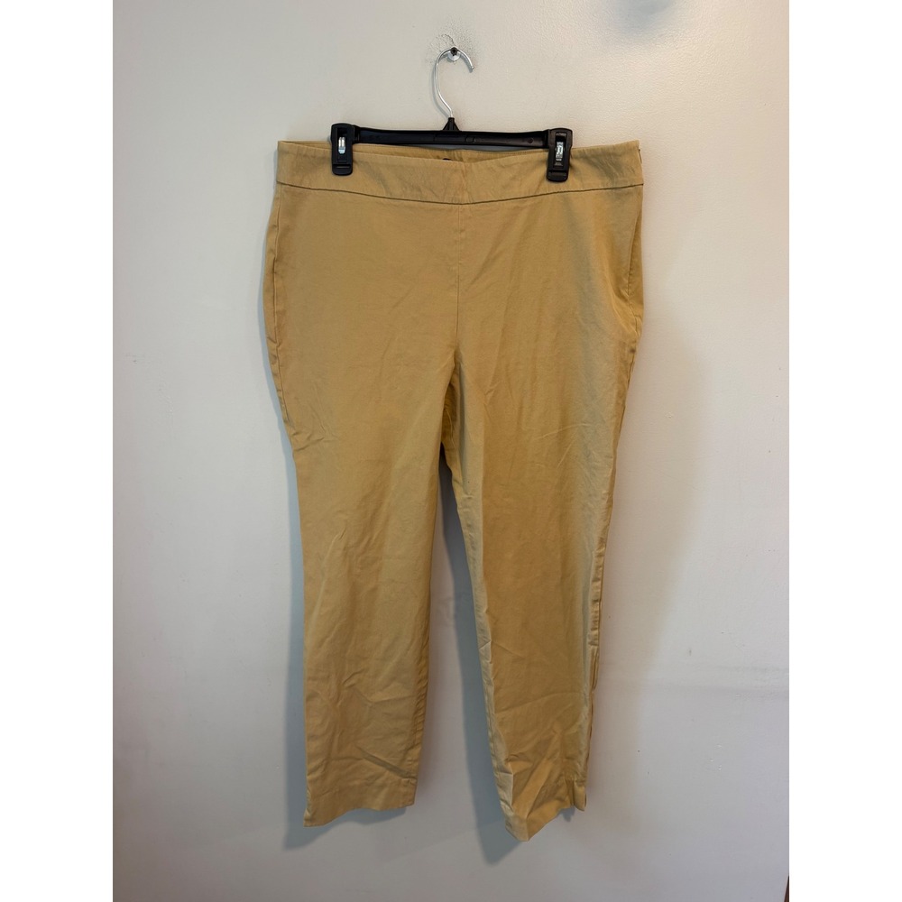 Talbots Chatham Ankle Pants Womens 16 Tan Khaki Side Zip Stretch Slim Trousers